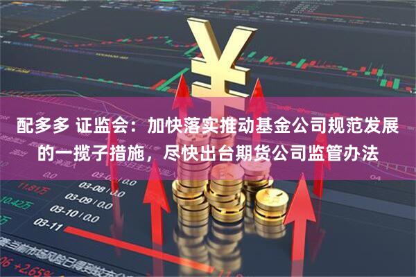 配多多 证监会：加快落实推动基金公司规范发展的一揽子措施，尽快出台期货公司监管办法